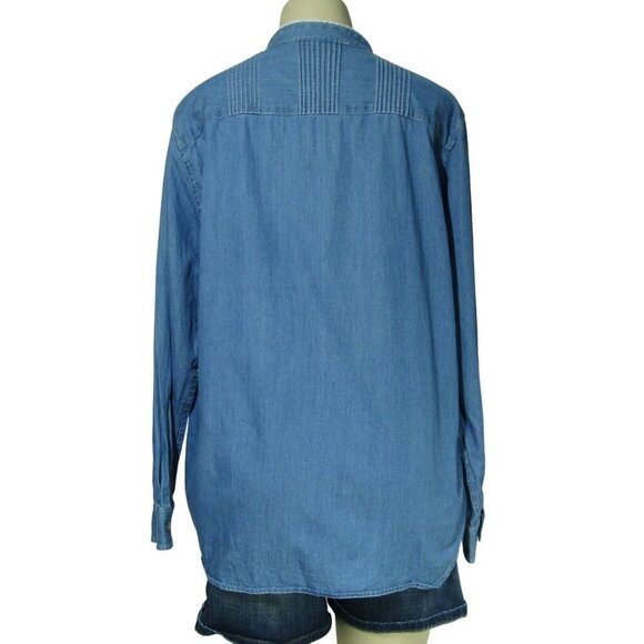 RALPH LAUREN JEANS CO 1X Chambray WESTERN Country Prairie Button Front Shirt - Picture 5 of 11
